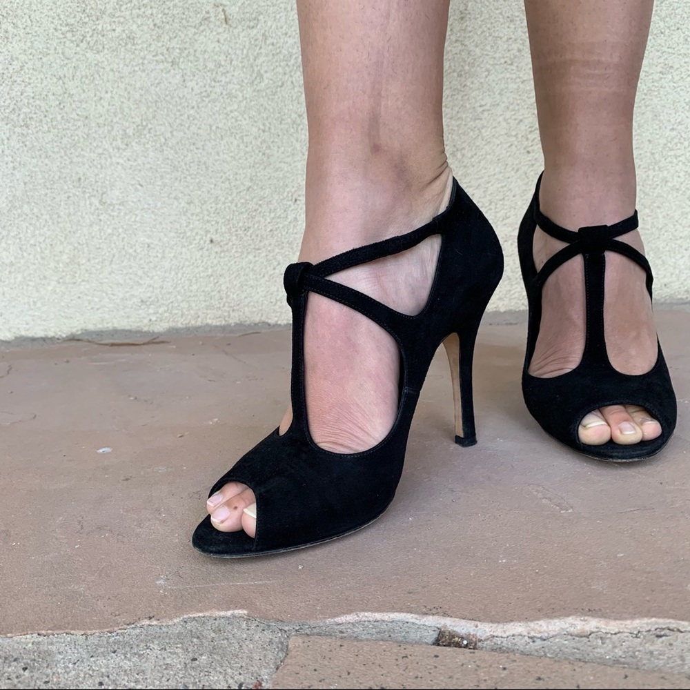 Black Suede Bally 4" Pumps